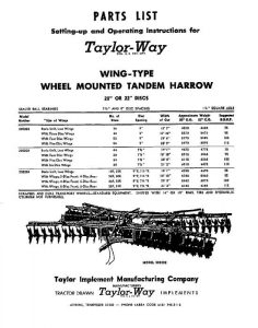 Taylor-Way Parts Manual